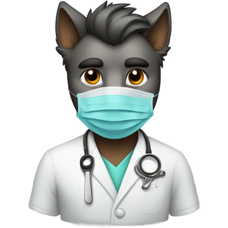 Barber wolf with surgeon mask emoji