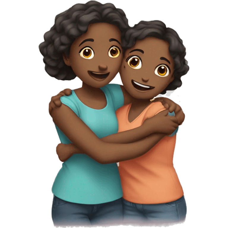 Hug two girlfriends emoji