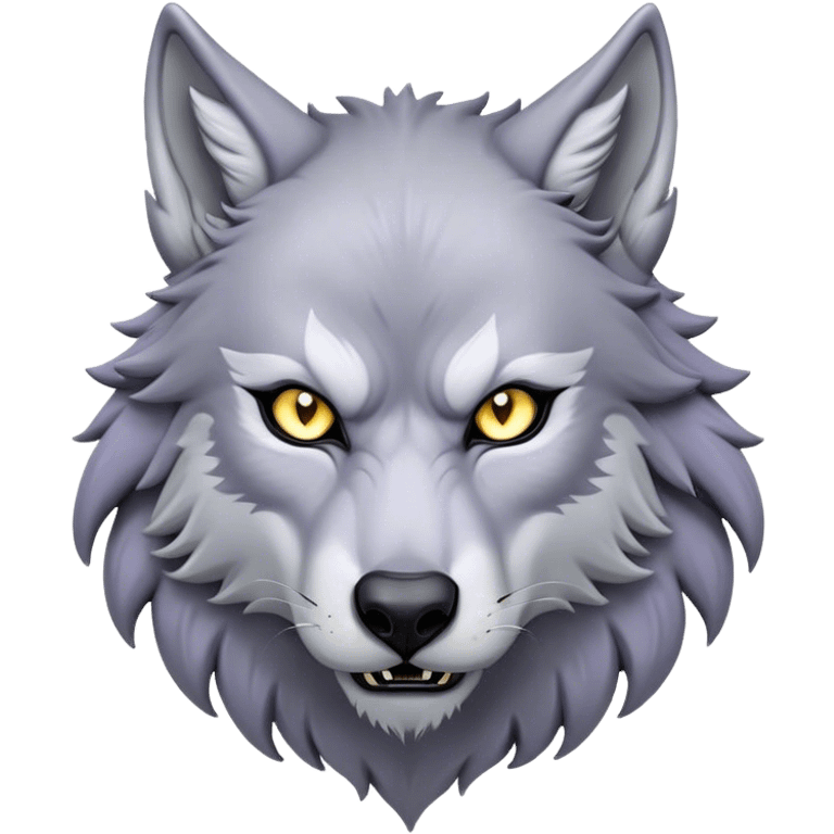 Cinematic Noble Werewolf Portrait Emoji, Formidable and majestic, with a powerful lupine silhouette in moonlit grays and silvers, featuring piercing, wise eyes and a dignified snarl that hints at untamed strength, simplified yet intricately detailed, glowing with a soft, lunar outline that encapsulates the noble duality of feral instinct and loyal guardianship! emoji