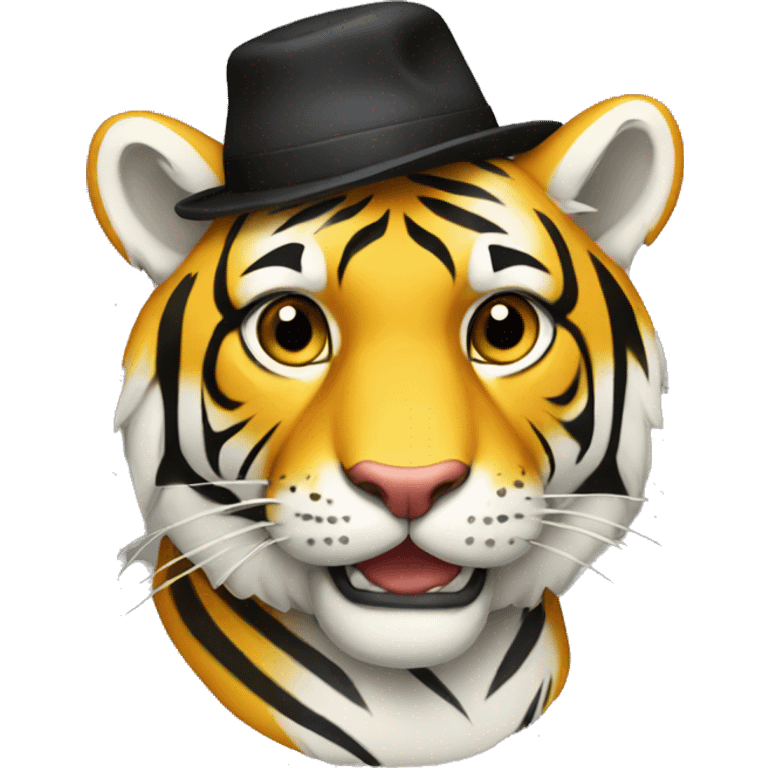 Yellow tiger with hat emoji