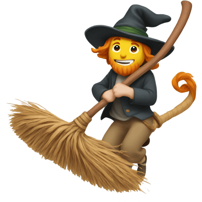 Ginger riding a broom emoji