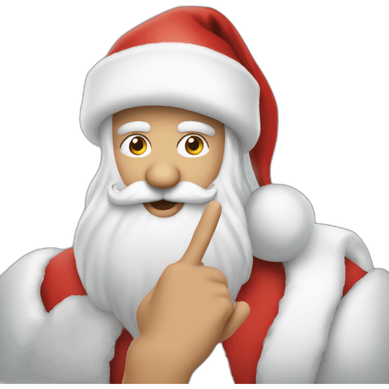 santa hushing people we can see his finger emoji