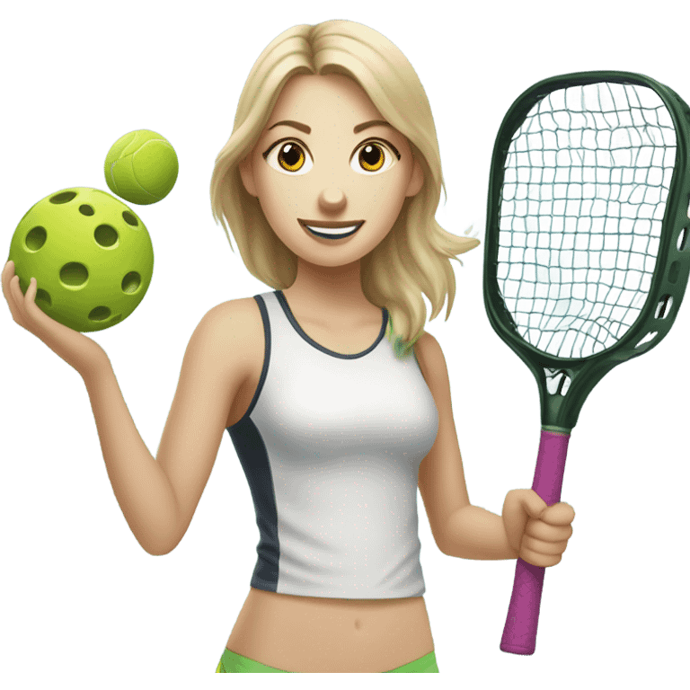 White Girl playing Pickleball emoji