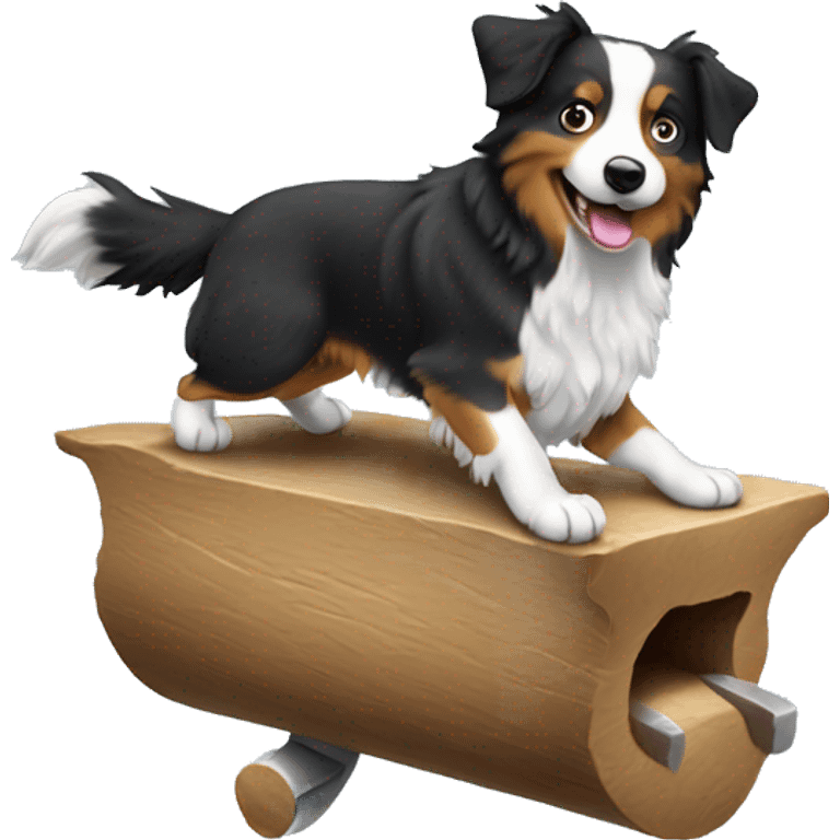 Anvil with Australian shepherd jumping over emoji