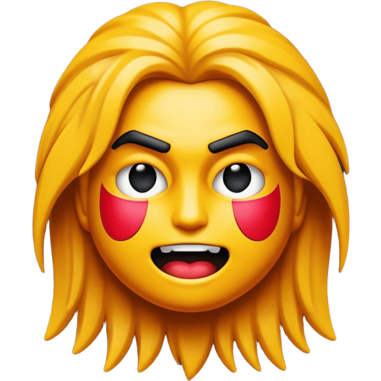 Cinematic Realistic Rock 'n' Roll Pop Culture Emoji, depicted with a dynamic portrayal of the rebellious spirit of rock music rendered with bold textures and vibrant, edgy lighting. emoji