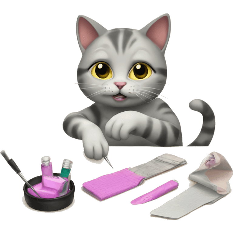 Cat doing her nails  emoji