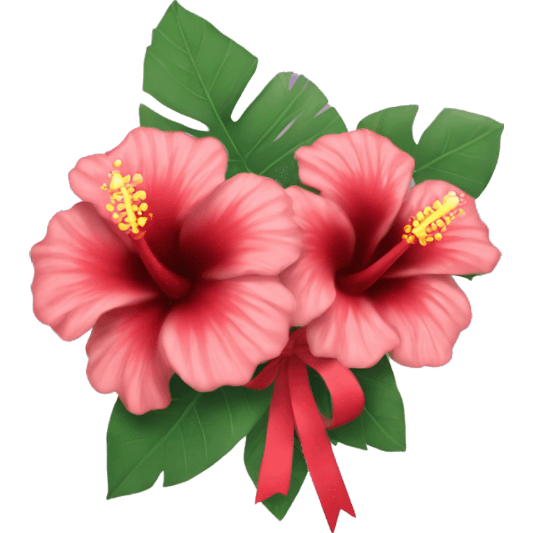 hibiscus bouquet with ribbon emoji