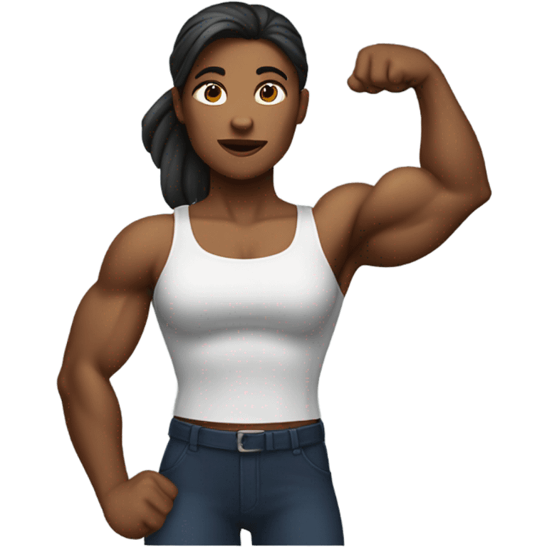 a female with really strong biceps emoji