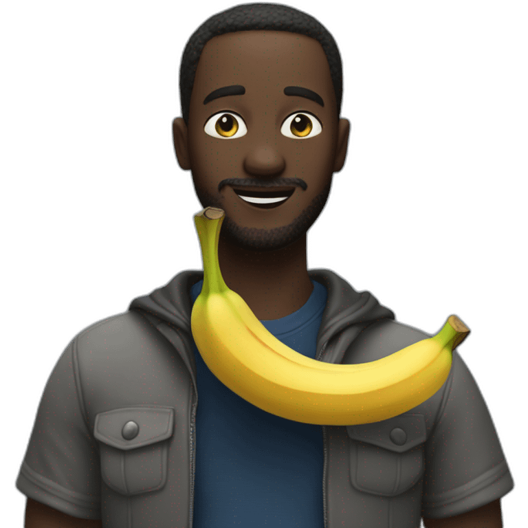 un homme noir qui mange une banane emoji