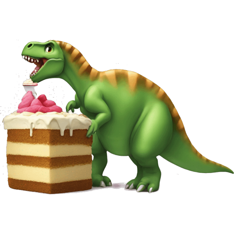 dinosaur eating cake emoji