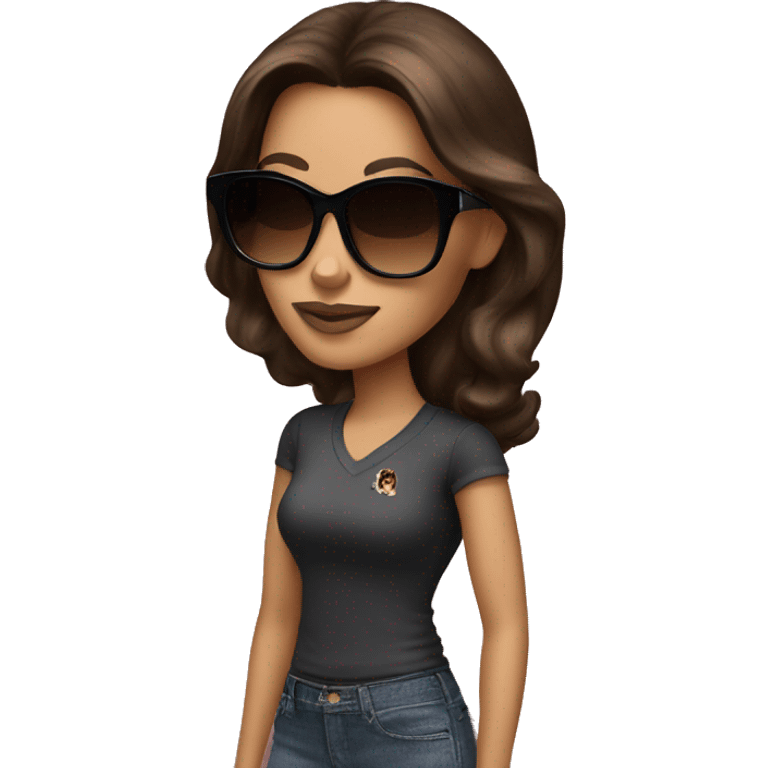 Brunette in sunglasses and leopard coach  emoji