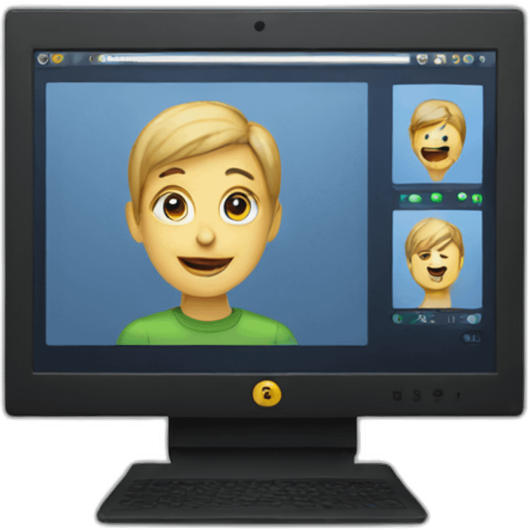 monitor with the video call on the screen emoji