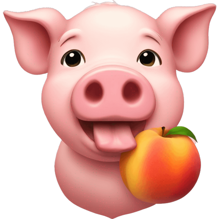 a pig eating a peach emoji