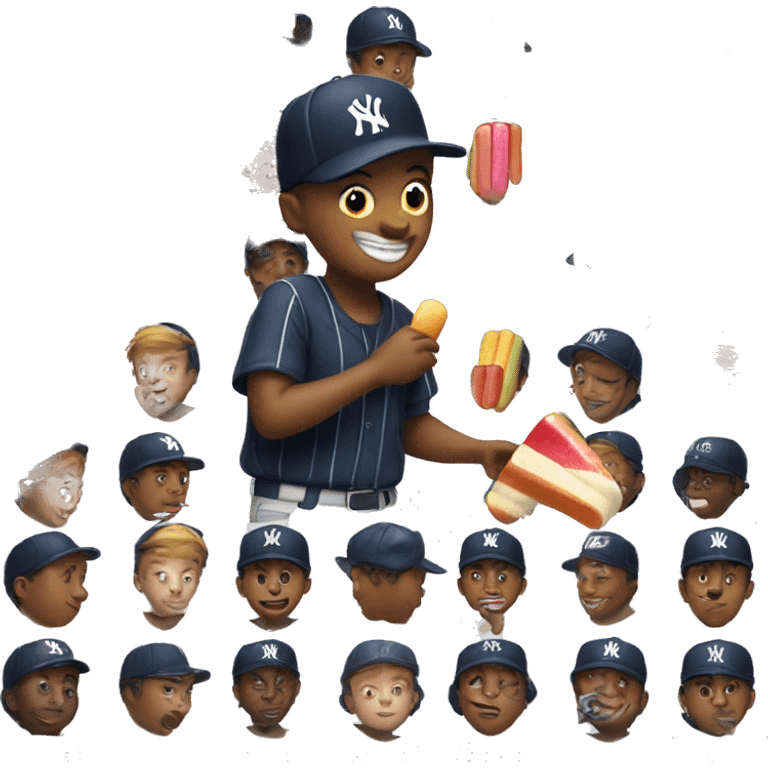 Boy with yankees cap eating popsicle  emoji