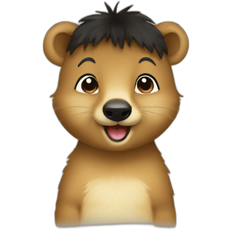 a-happy-quokka-with-happy-black-hair-girl emoji