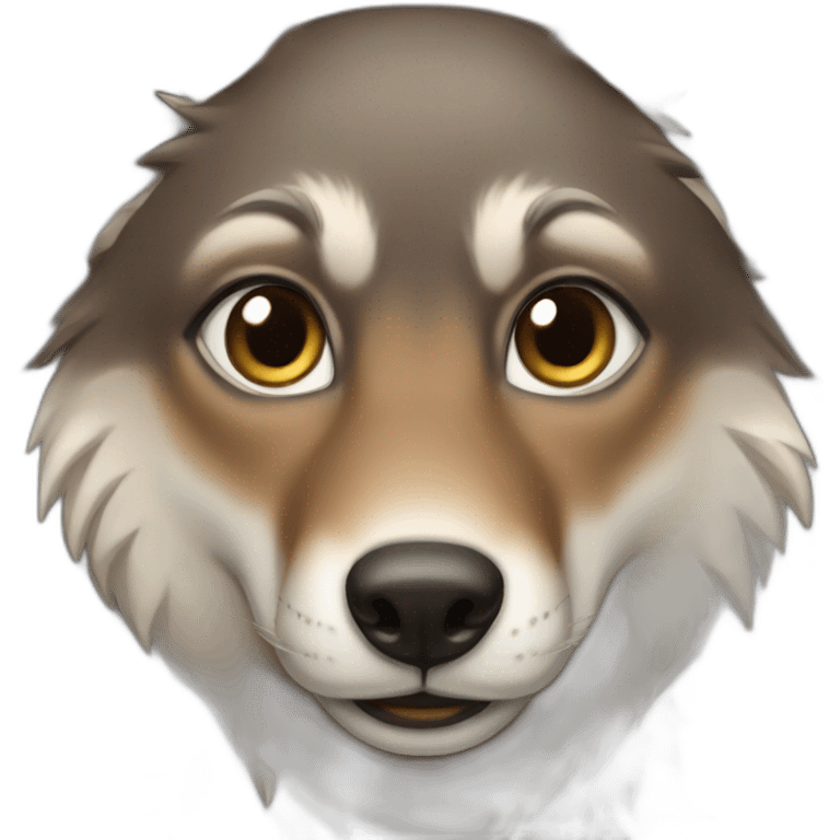 Brown female wolf blue eyes  emoji