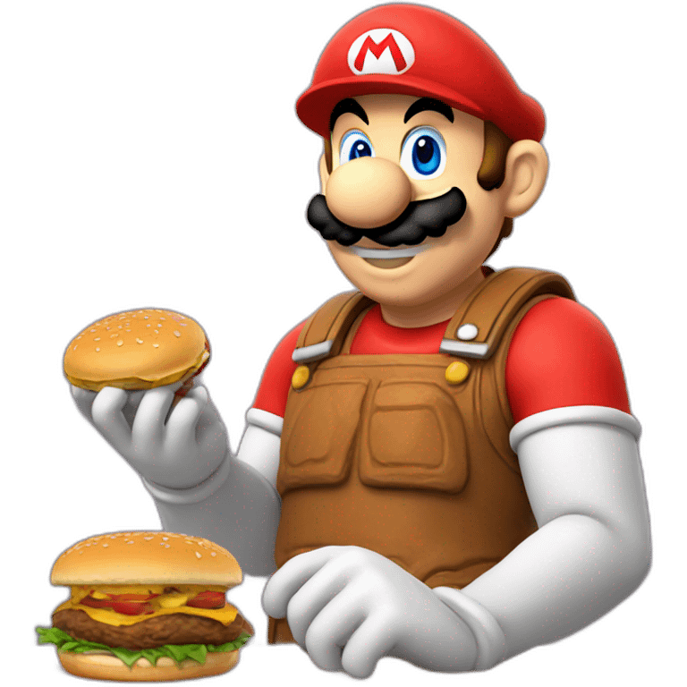 Mario bros eating burger emoji