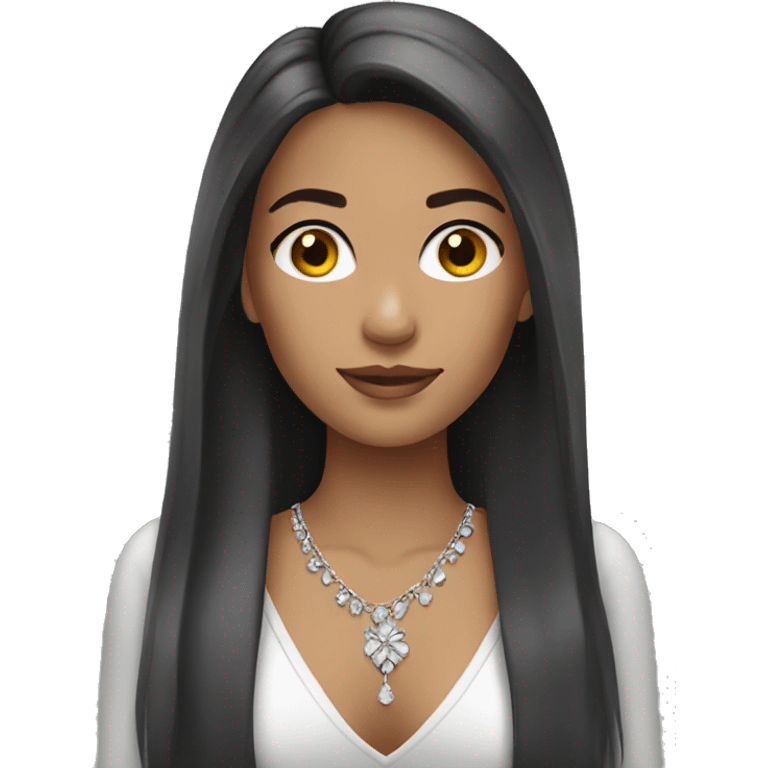 Brunette girl with silver jewelry emoji