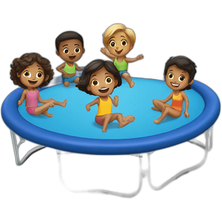 6 kids on a trampoline   emoji