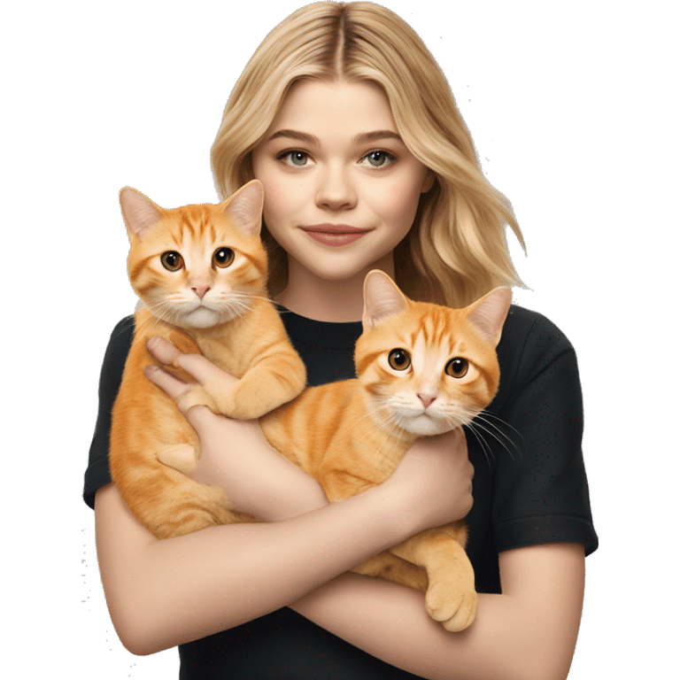 Chloe grace moretz holding two orange cats emoji