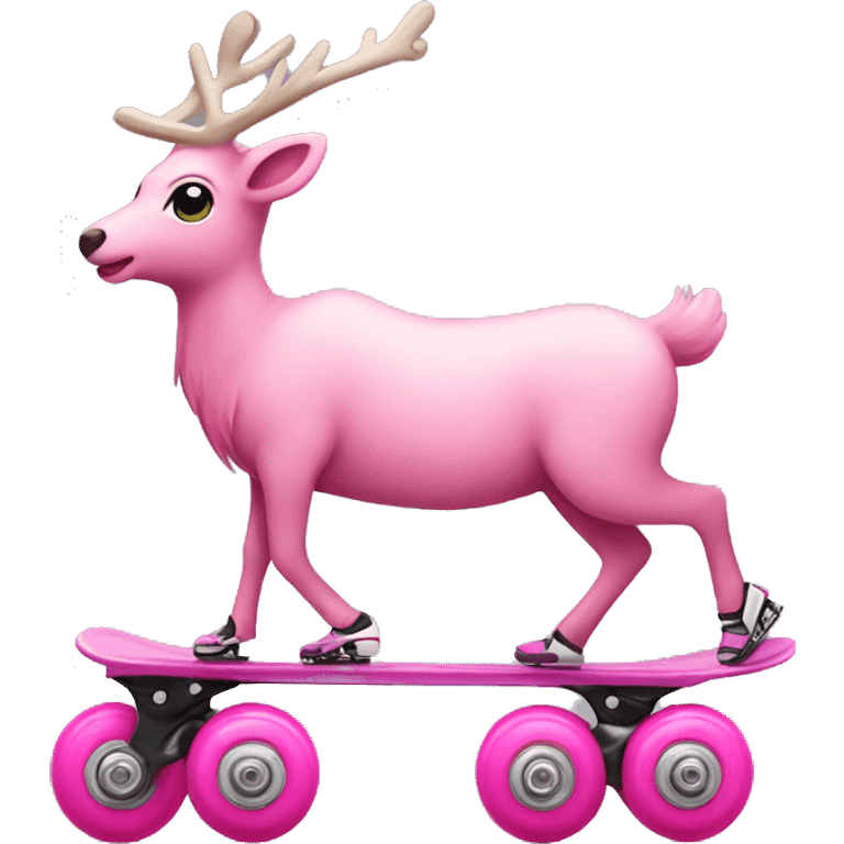 pink reindeer on roller skates  emoji