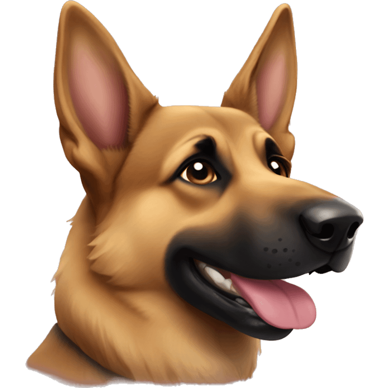 German shepherd with now emoji