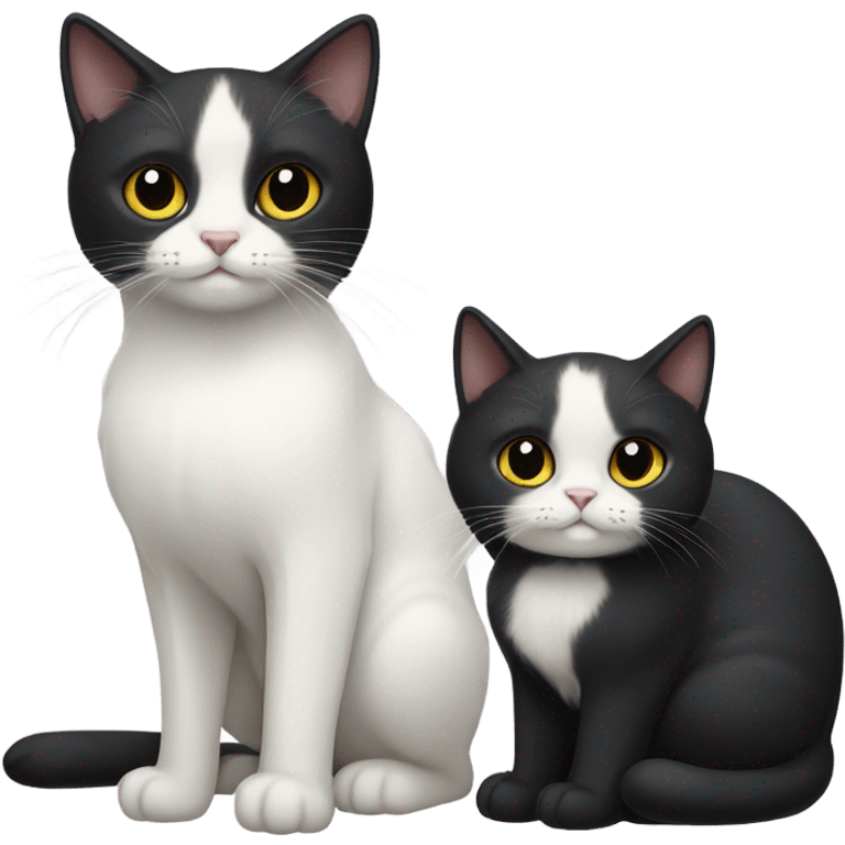 Black cat with white cat couple  emoji