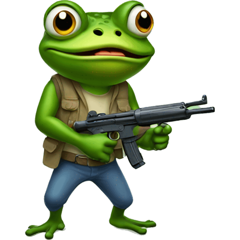 Angry frog with a gun emoji