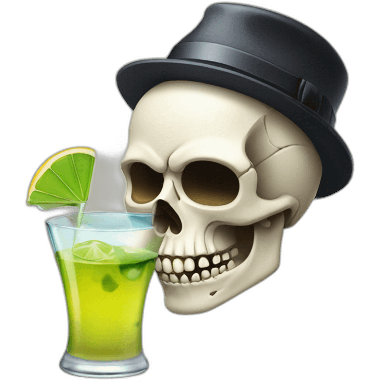 skull drinking martini emoji