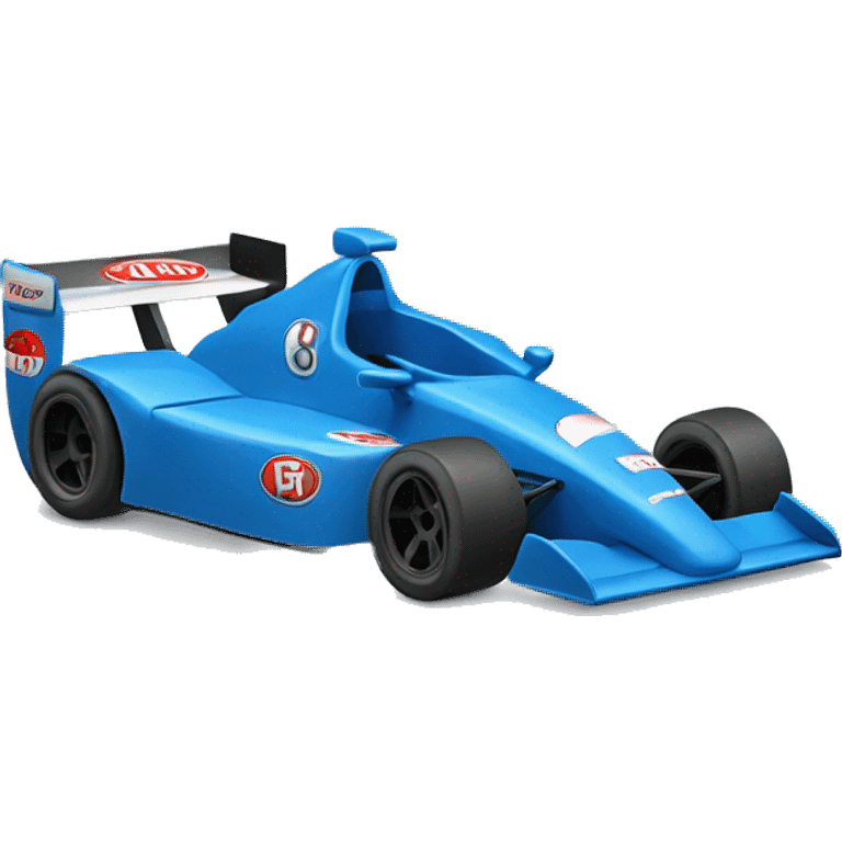 A Blue race car with neat logo on the side emoji