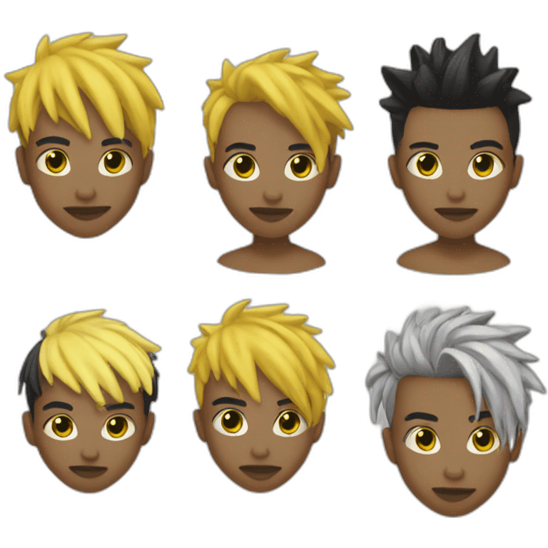 Xxxtentacion with tatoo and black and yellow hair and emoji