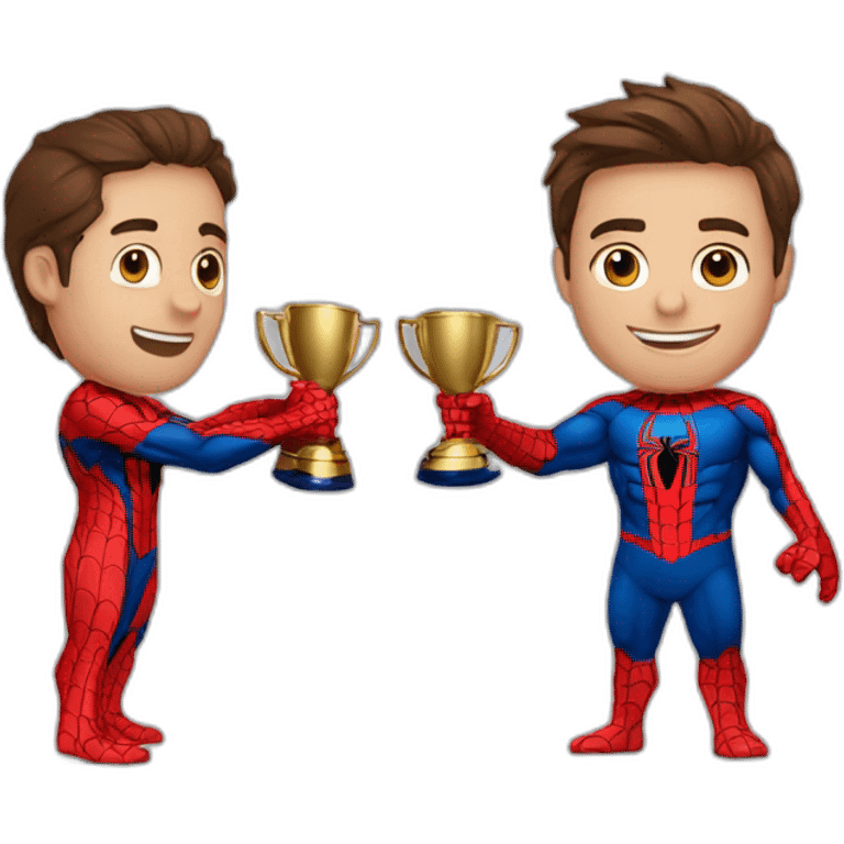 spiderman con la copa del mundo agarrandola con las dos manos emoji