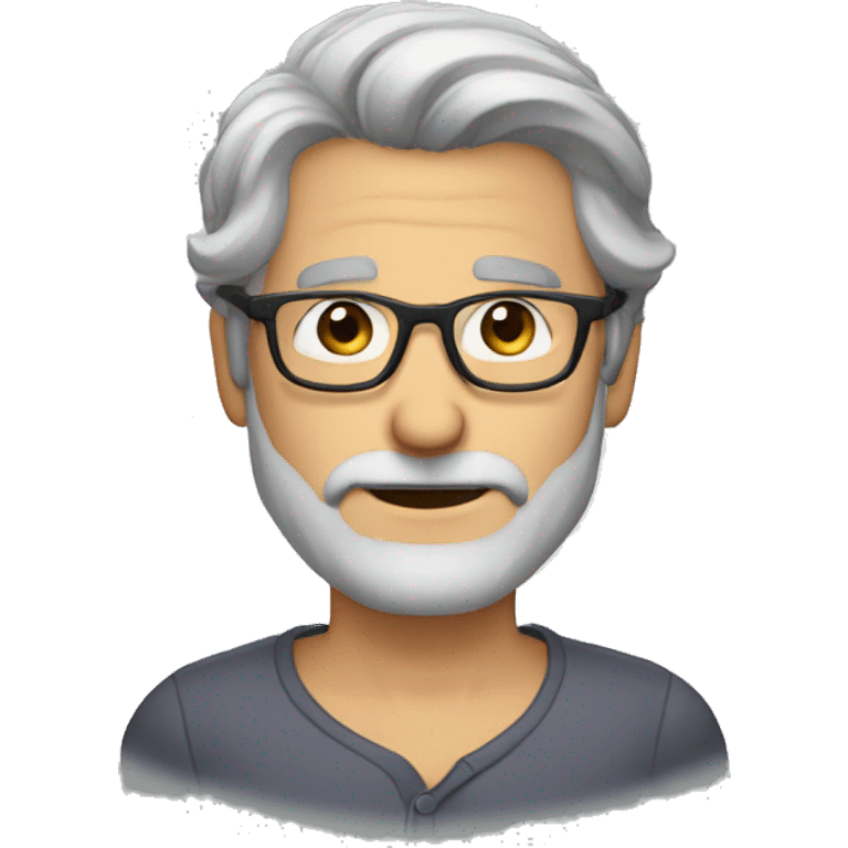 man grey hair brown eyes 3 days of beard and glasses emoji