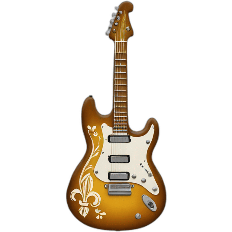 Electric guitar in the shape of a fleur-de-lis emoji