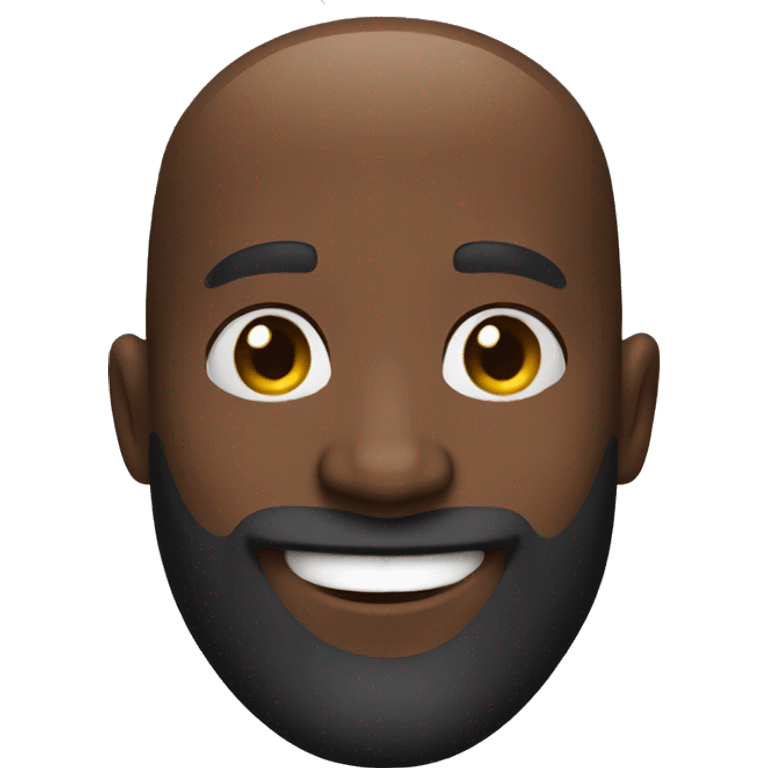 Black Bald man with big beard smiling  emoji