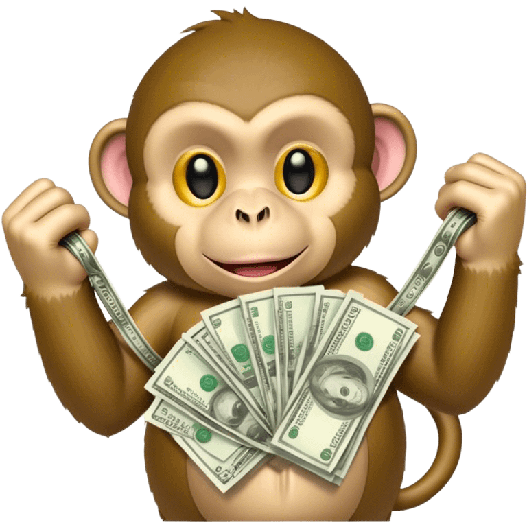 Monkey holding bands of money emoji