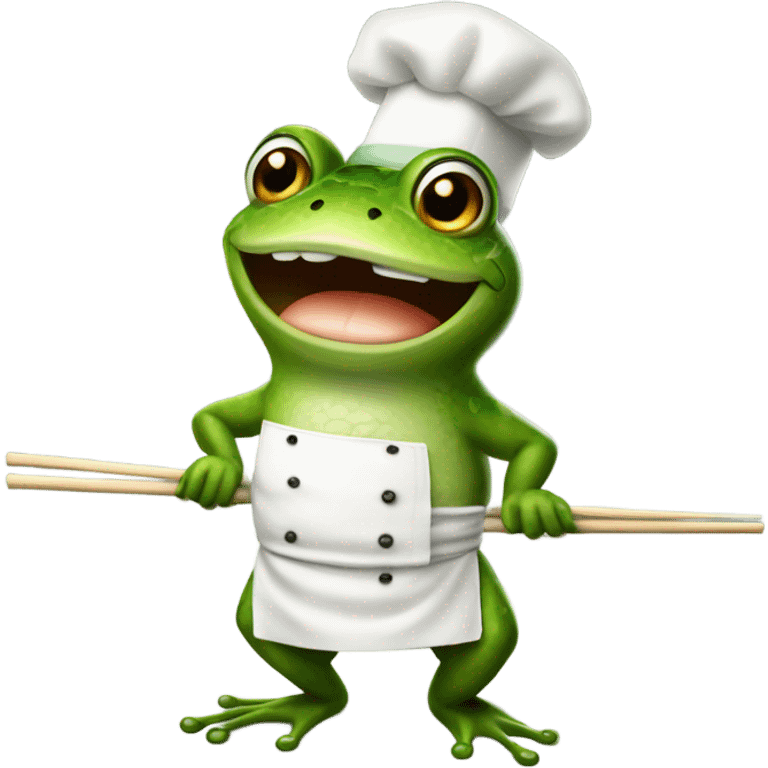 Frog working at sushi place emoji