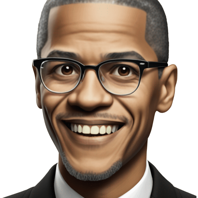 Realistic image of Malcolm x smiling  emoji