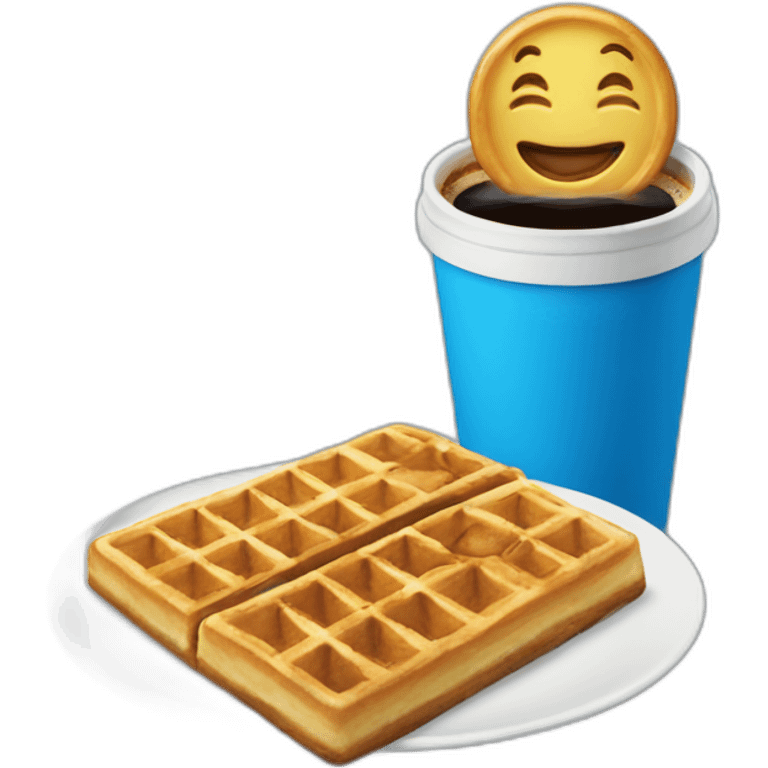 Blue bottle coffee and a waffle emoji