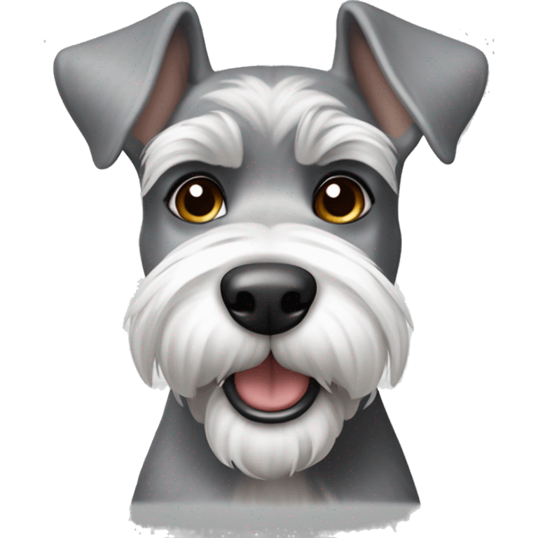 Happy gray and white schnauzer with ears that stick up  emoji