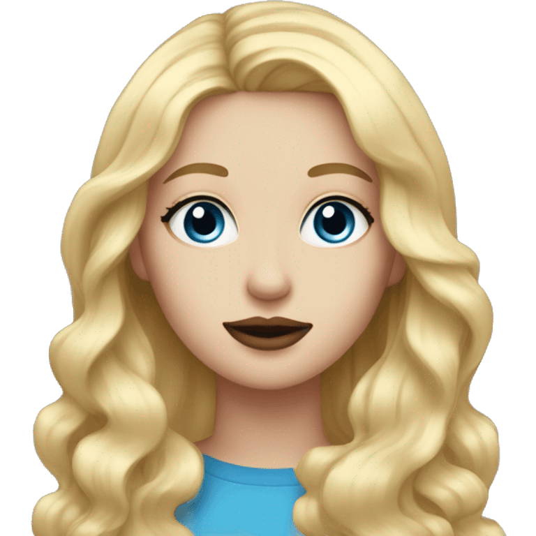 girl long blonde hair blue eyes and cherry lipstick emoji