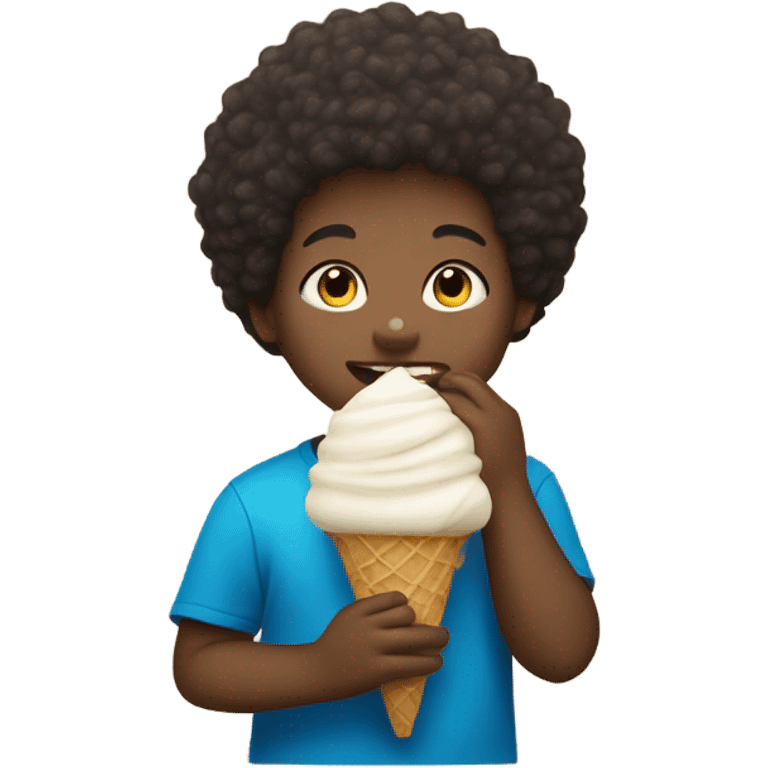 Light skin fat boy nine years old with a small Afro eating ice cream   emoji