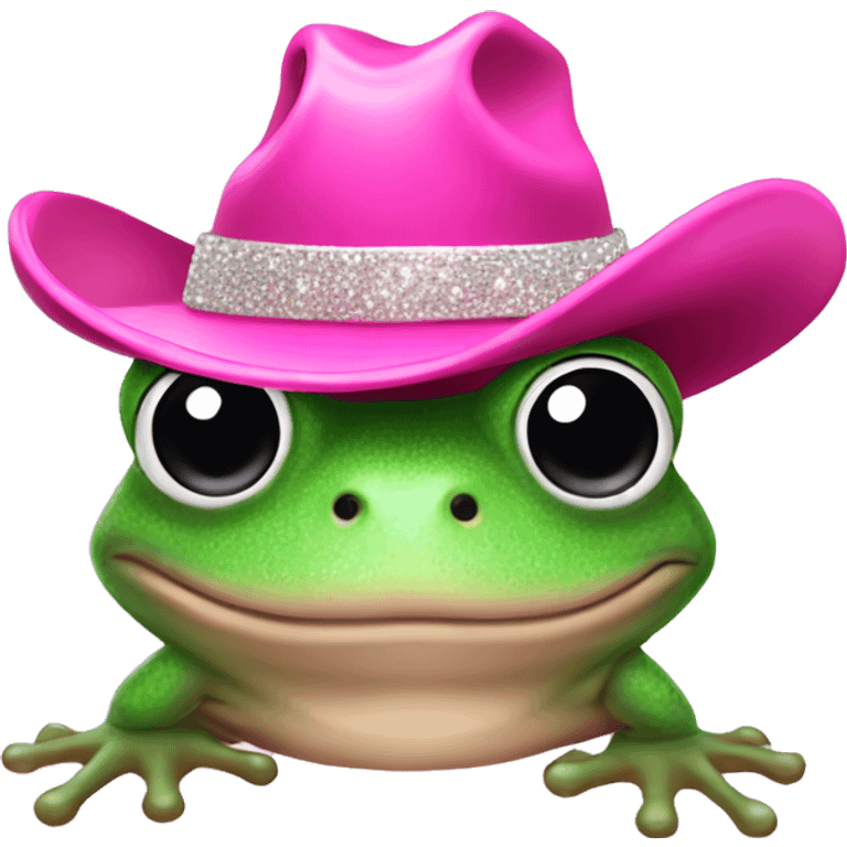 Frog wearing a sparkly pink cowboy hat  emoji