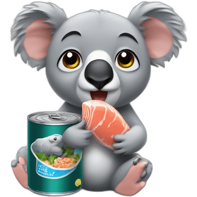 grumpy koala eating tuna in a can emoji