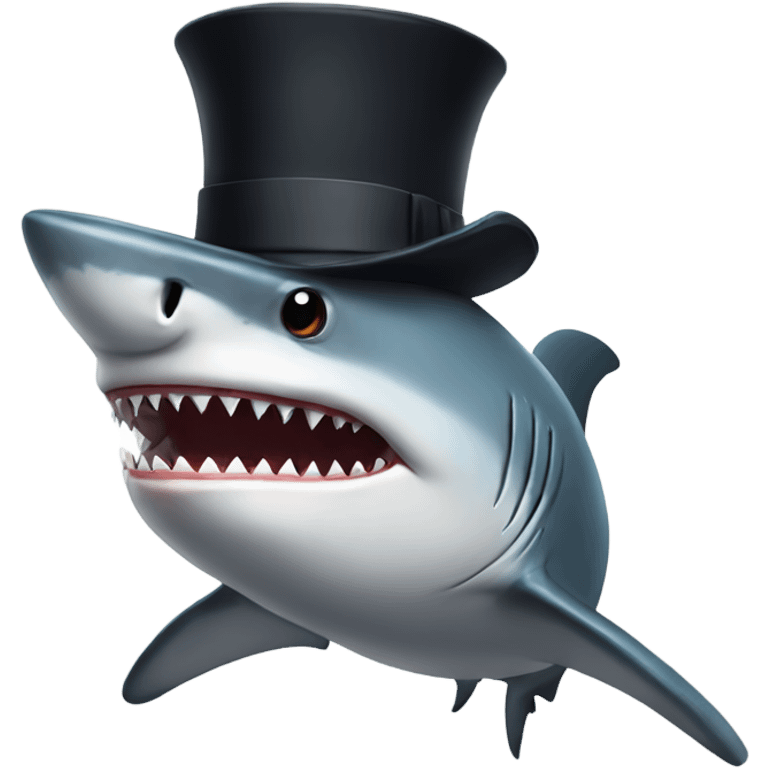 Shark with a top hat emoji