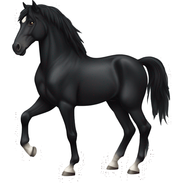 Full black Frisian horse old emoji