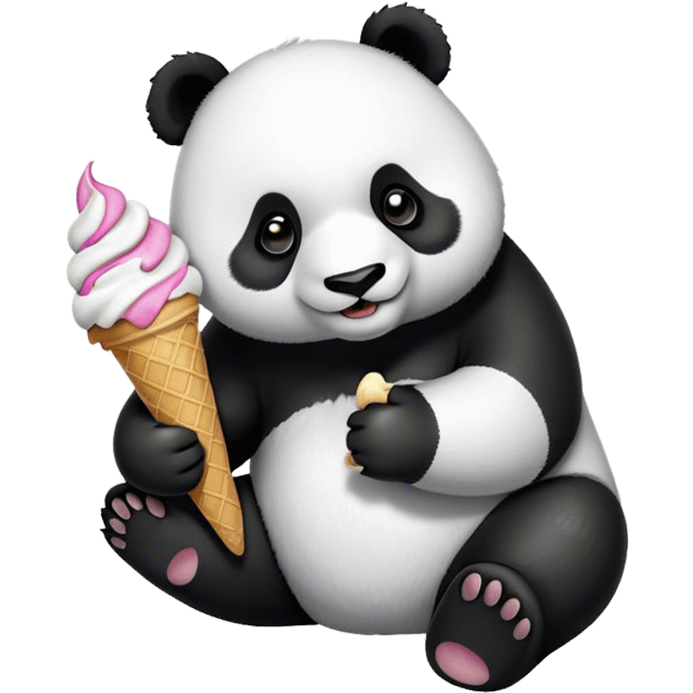 Panda eating ice cream emoji