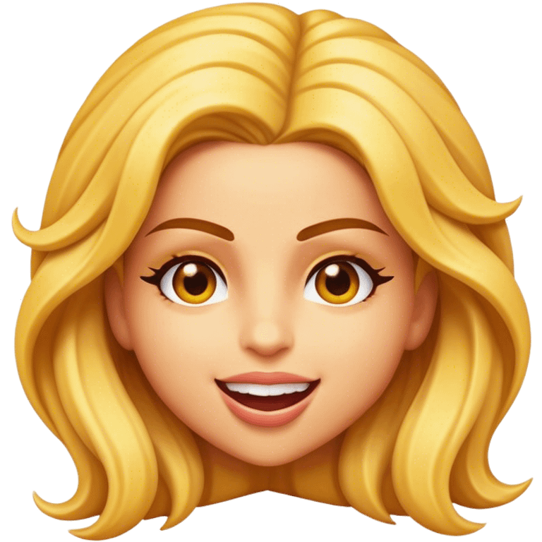 Cinematic Realistic Shakira Pop Culture Emoji, depicted with an energetic, dynamic portrayal of the global pop star rendered with lifelike textures and vibrant, charismatic lighting. emoji