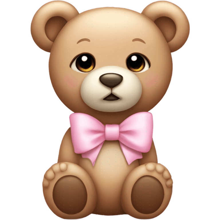 teddy bear with light baby pink bow emoji