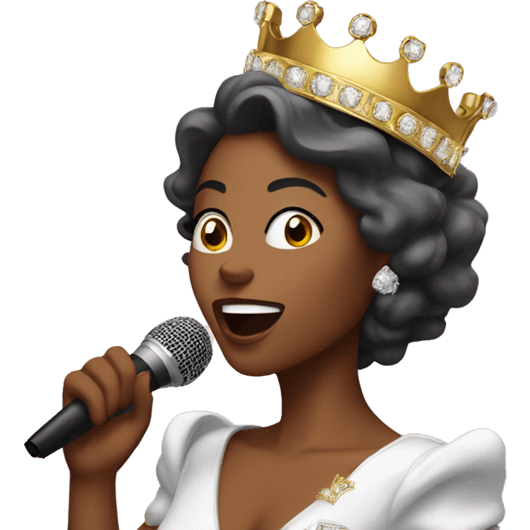 beauty queen with crown singing in Karaoke emoji